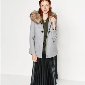 ZARA GRAY FUR COAT